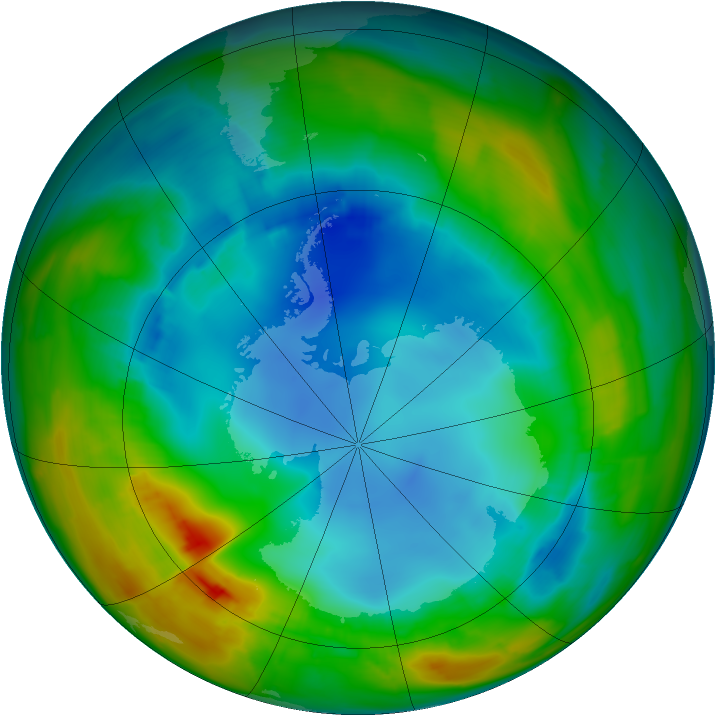 Antarctic ozone map for 07 August 2014
